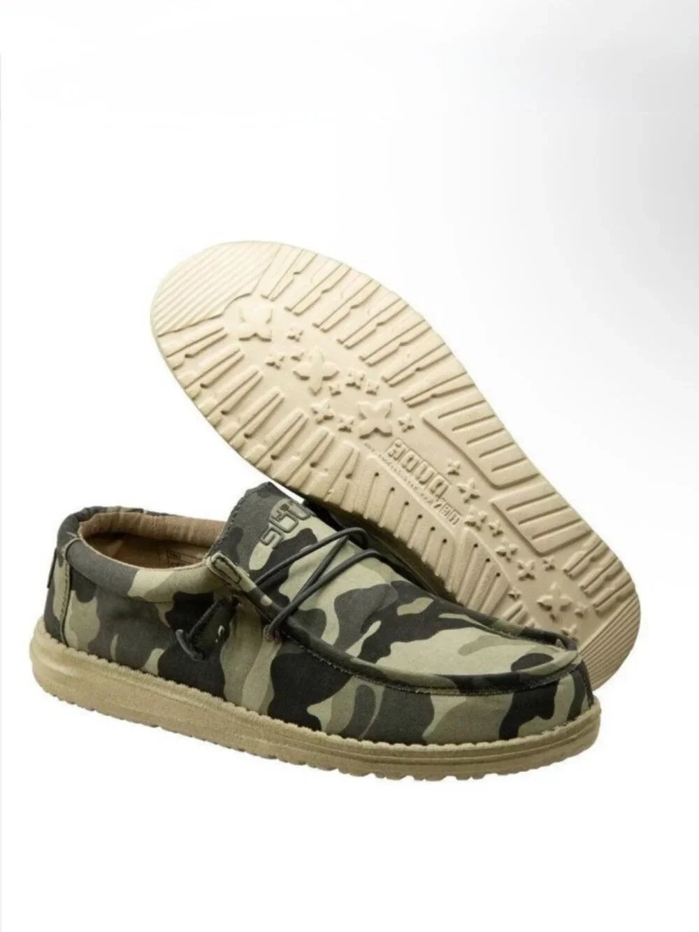Mens 13 Hey Dude Wally Camo Camouflage Slip On Shoes Black Gray Green Boat Shoes